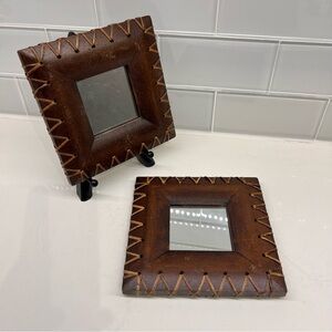 2pcs Vintage Wooden Frame Mirrors, Wall Decor Accent 2003 Intercontinental Art